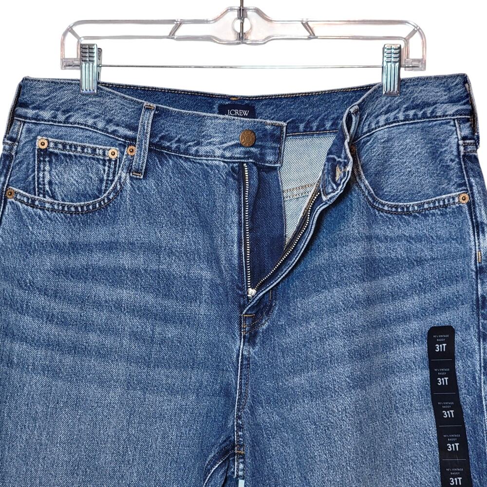 J. Crew NWT 90s Vintage Baggy High Rise Jeans Blue Denim Size 31T - Picture 5 of 12